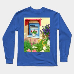 blue provencal window Long Sleeve T-Shirt